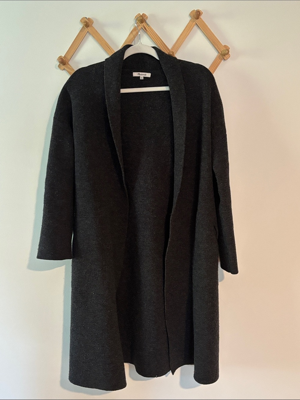 Madewell Charcoal Open-Front Long Cardigan